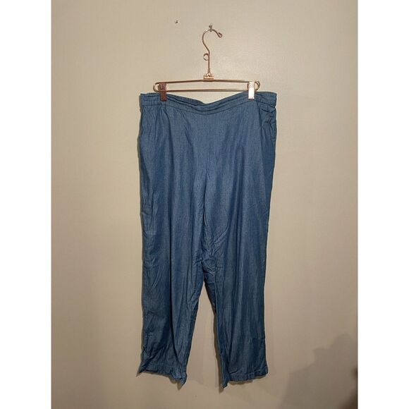 Alfred Dunner Classic Pull On Pants Womens Sz 12 Chambray Denim Blue Stretch - Picture 2 of 5